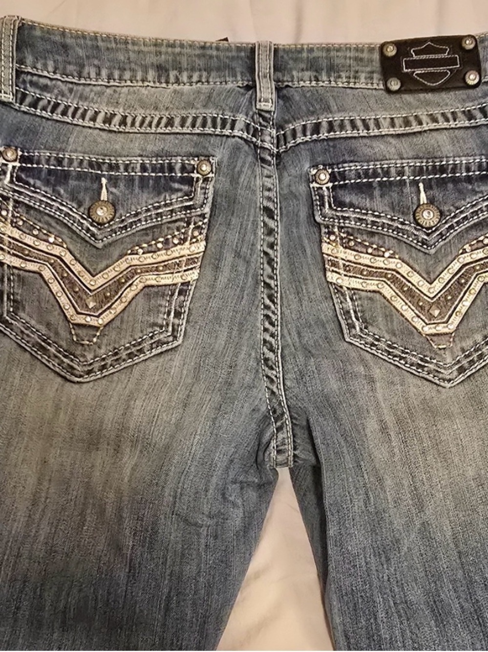 Harley-Davidson Blue Boot Cut Jeans with Embellished
Pockets